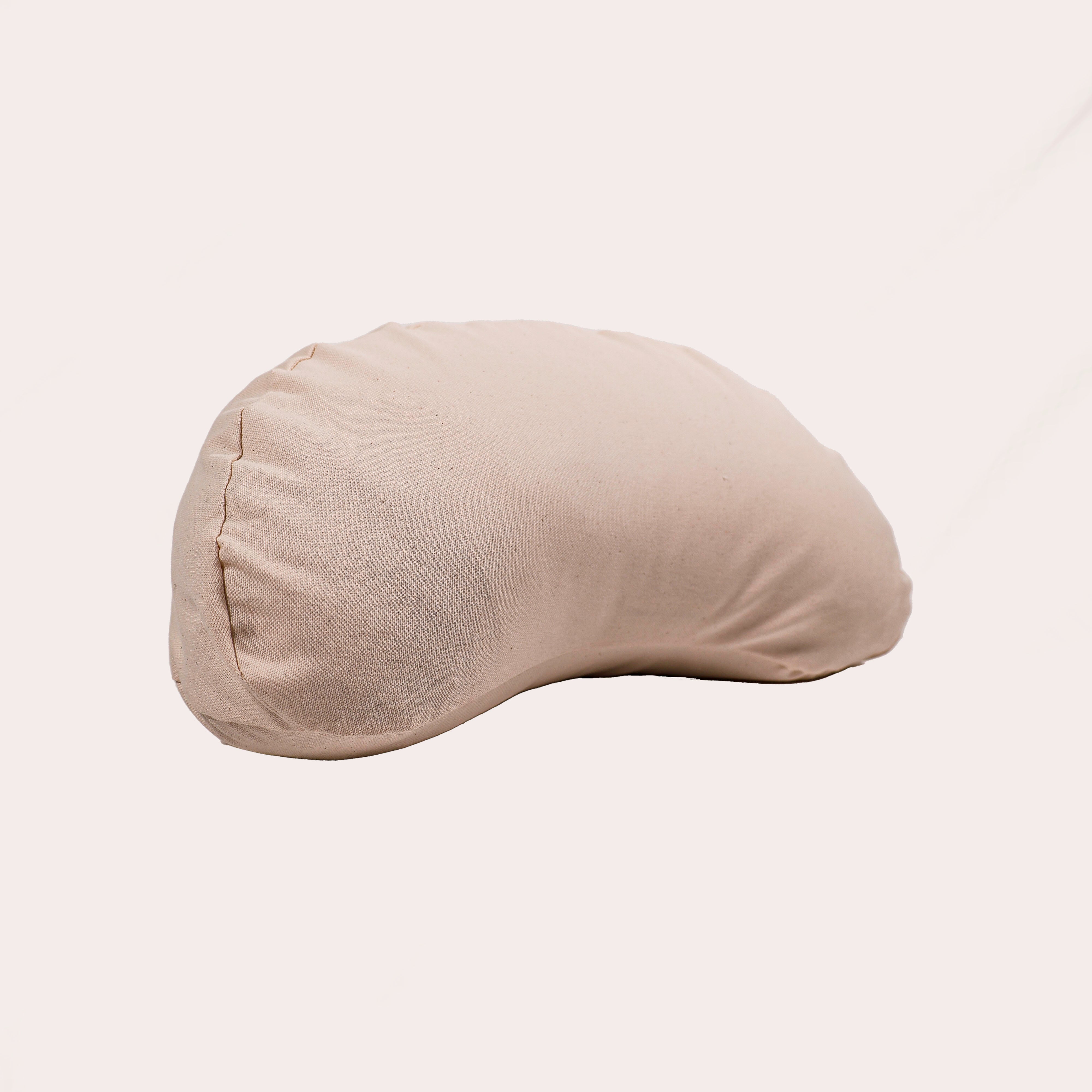 Spelt husks meditation cushion Moon, certified organic half panama cover GOTS