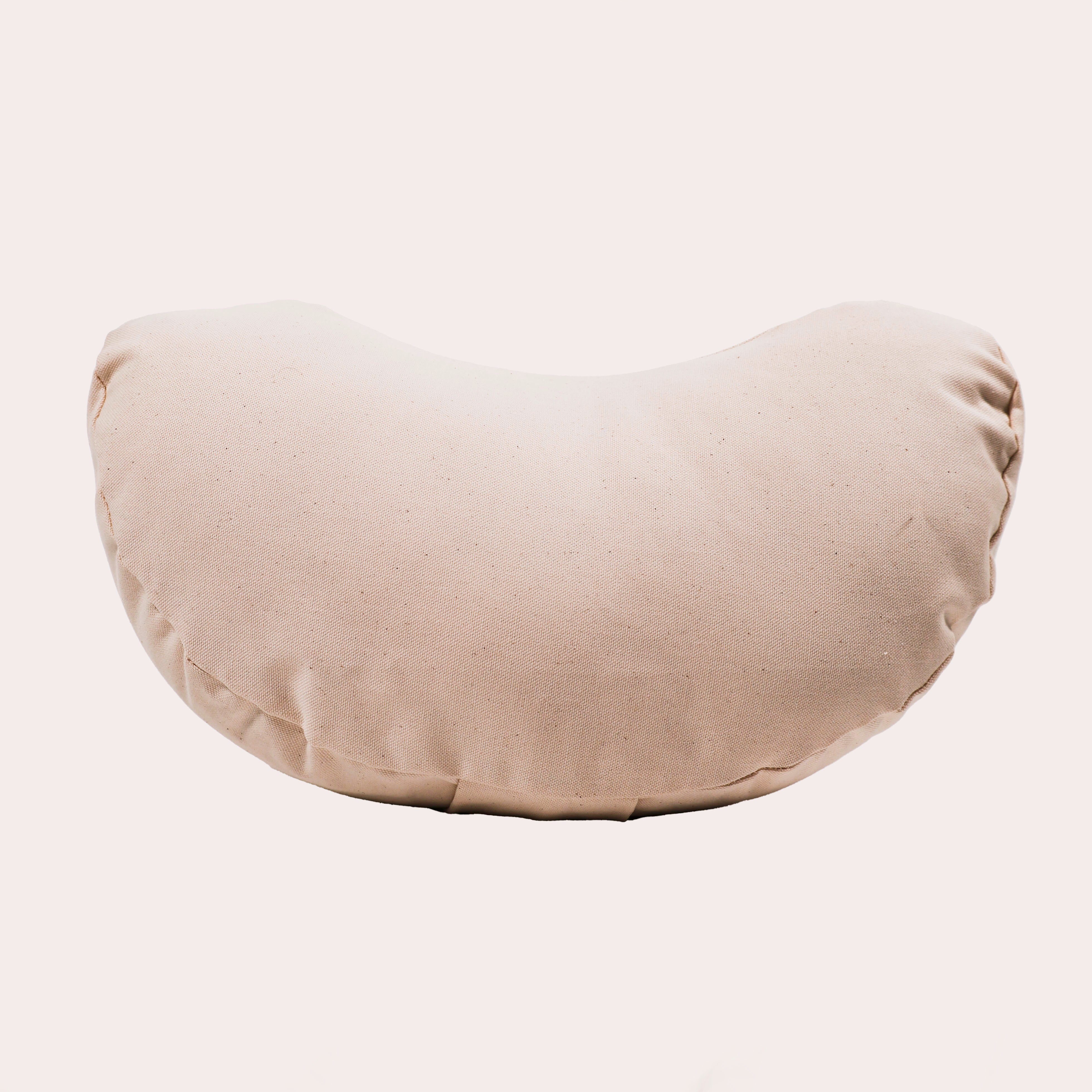 Spelt husks meditation cushion Moon, certified organic half panama cover GOTS