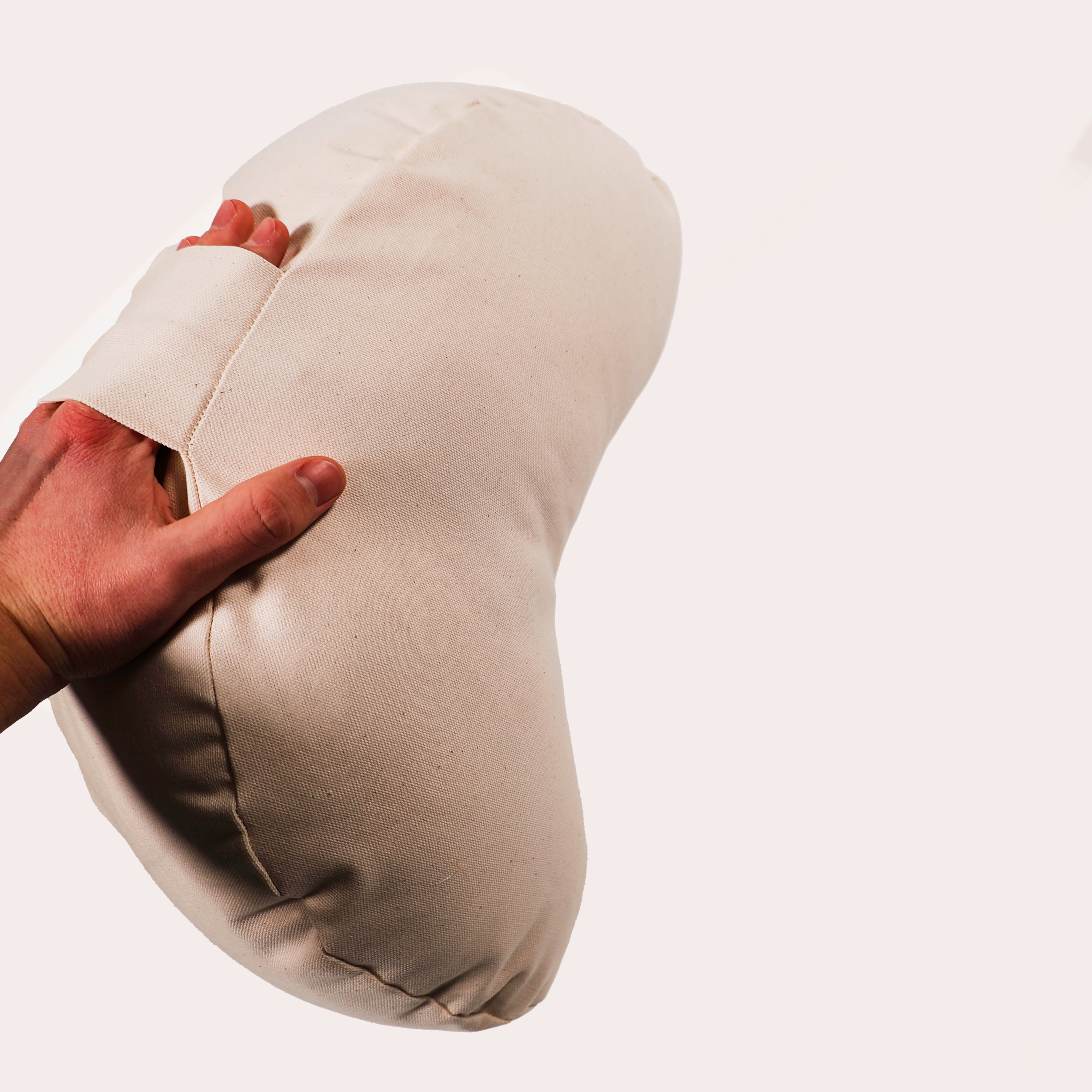 Spelt husks meditation cushion Moon, certified organic half panama cover GOTS